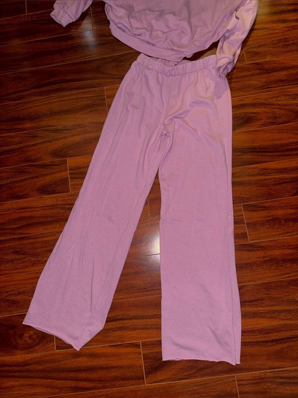 Women's Baby Pink Top& Wide-Leg Lounge Pants - Set Comfortable Pull-On Waist